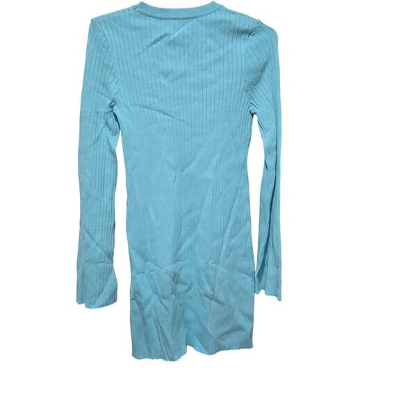 Line & Dot Blue Rib Knit Long Sleeve Sweater Dress Size M - Picture 2 of 7